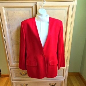 Red Wool Evan Picone Woman's Jacket/Blazer, Size 12